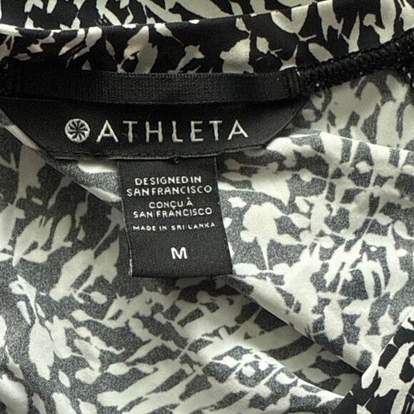 Athleta Ultimate‎ Train Print Long Sleeve Top Black & White Size Medium - Picture 12 of 13